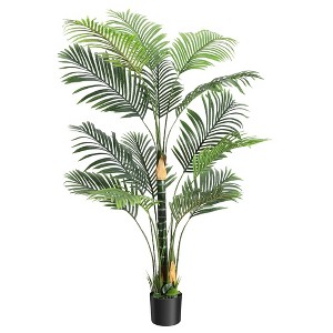 Whizmax 6FT Fake Tropical Palm Plant, Artificial Golden Cane Palm Tree, Pre Potted Faux Greenry Plant for House Living Room Outside Patio Office Home - 1 of 4