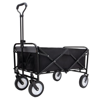 VYNXARIA Collapsible Foldable Wagon Cart with strapping system Beach Wagon Utility Cart Utility Wagon Grocery Cart,Black