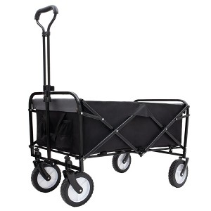 VYNXARIA Collapsible Foldable Wagon Cart with strapping system Beach Wagon Utility Cart Utility Wagon Grocery Cart,Black - 1 of 4