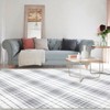 Modern Checkered Rug, Washable and Non-Slip, Thin and Foldable Printed Rug, SSoft Non Shedding Low Pile Floor Covering, Neutral Geometric Rug - 4 of 4