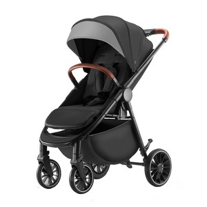 Itopfox Luxury Baby Stroller with Large UPF 50+ Canopy Spacious Seat & Leather Handle One-Hand Foldable Pushchair Lie-Flat Mode, All-Terrain Wheels - 1 of 4