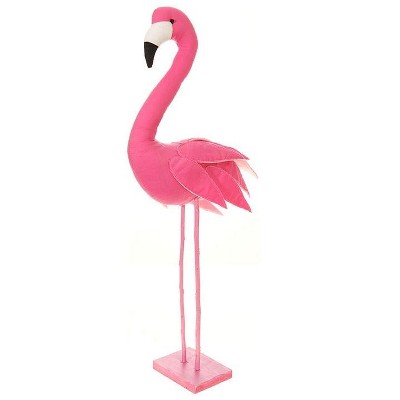 Raz Imports 24" Soft and Plush Tropical Pink Flamingo Figure on Wooden Base