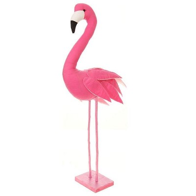 Raz Imports 24" Soft and Plush Tropical Pink Flamingo Figure on Wooden Base