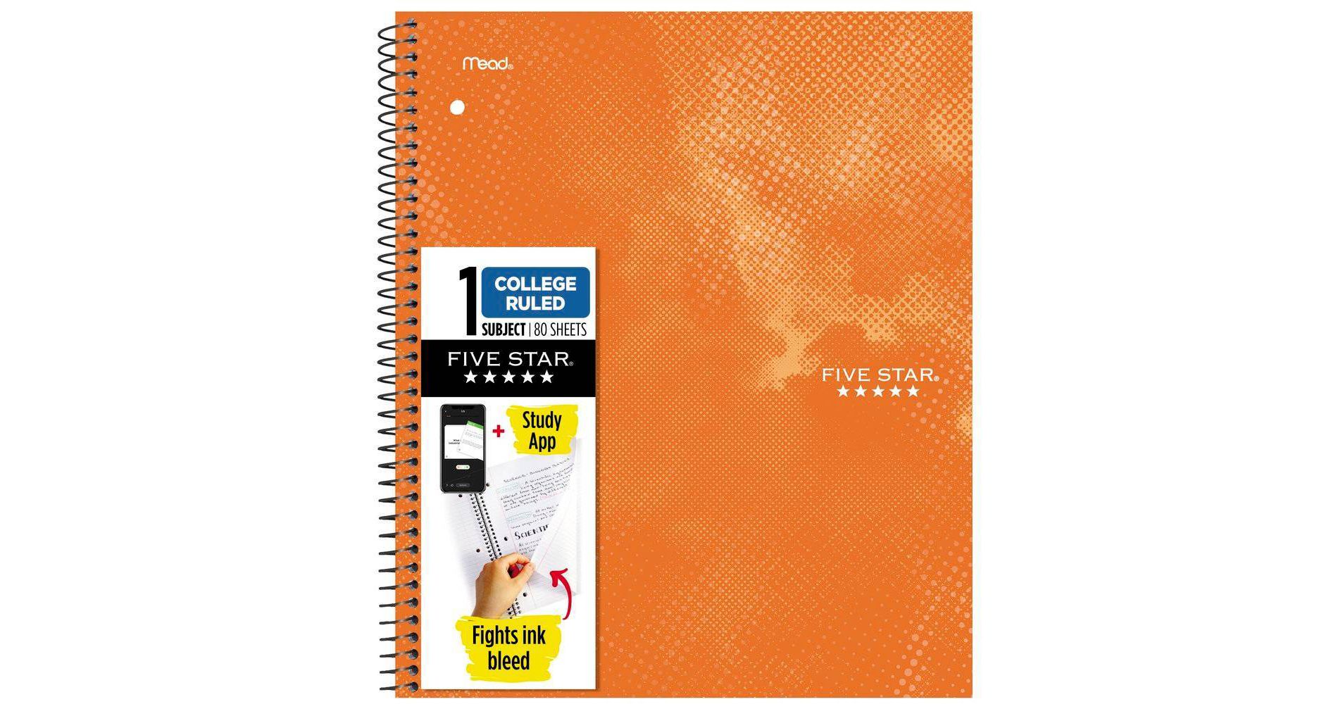 Five Star Active Subject Notebook 80ct Orange