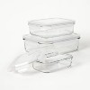 6pc (Set of 3) Glass Food Storage Container Set Clear - Figmint™: Freezer, Dishwasher & Microwave Safe - 3 of 4