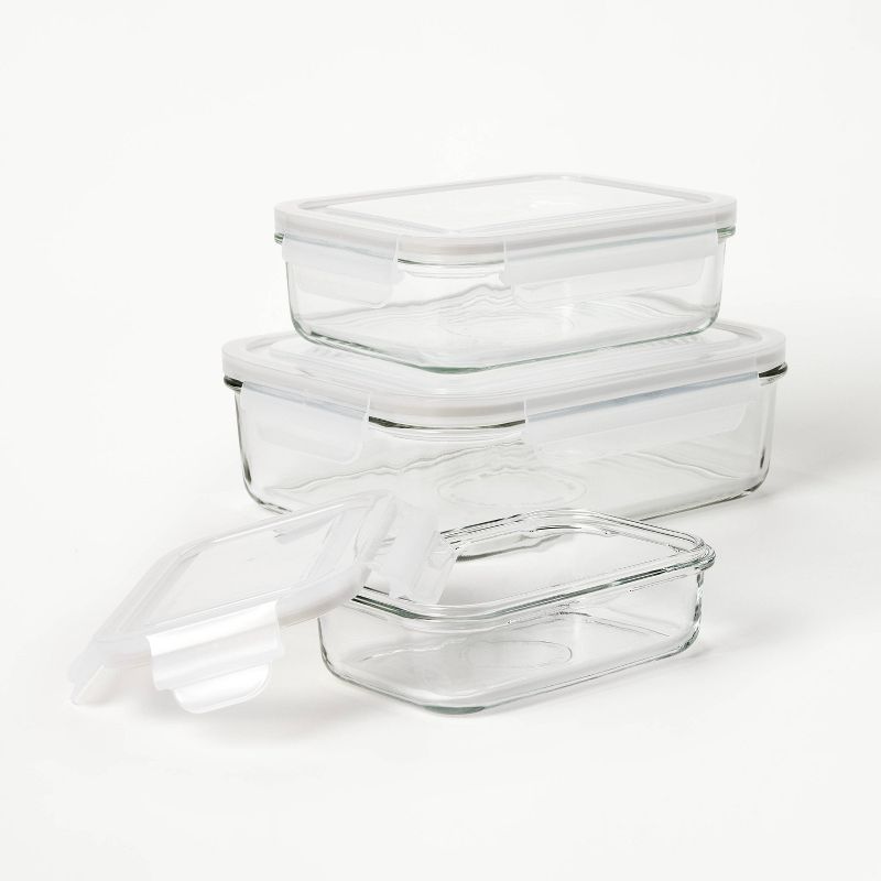 6pc (Set of 3) Glass Food Storage Container Set Clear - Figmint&#8482;, 4 of 9