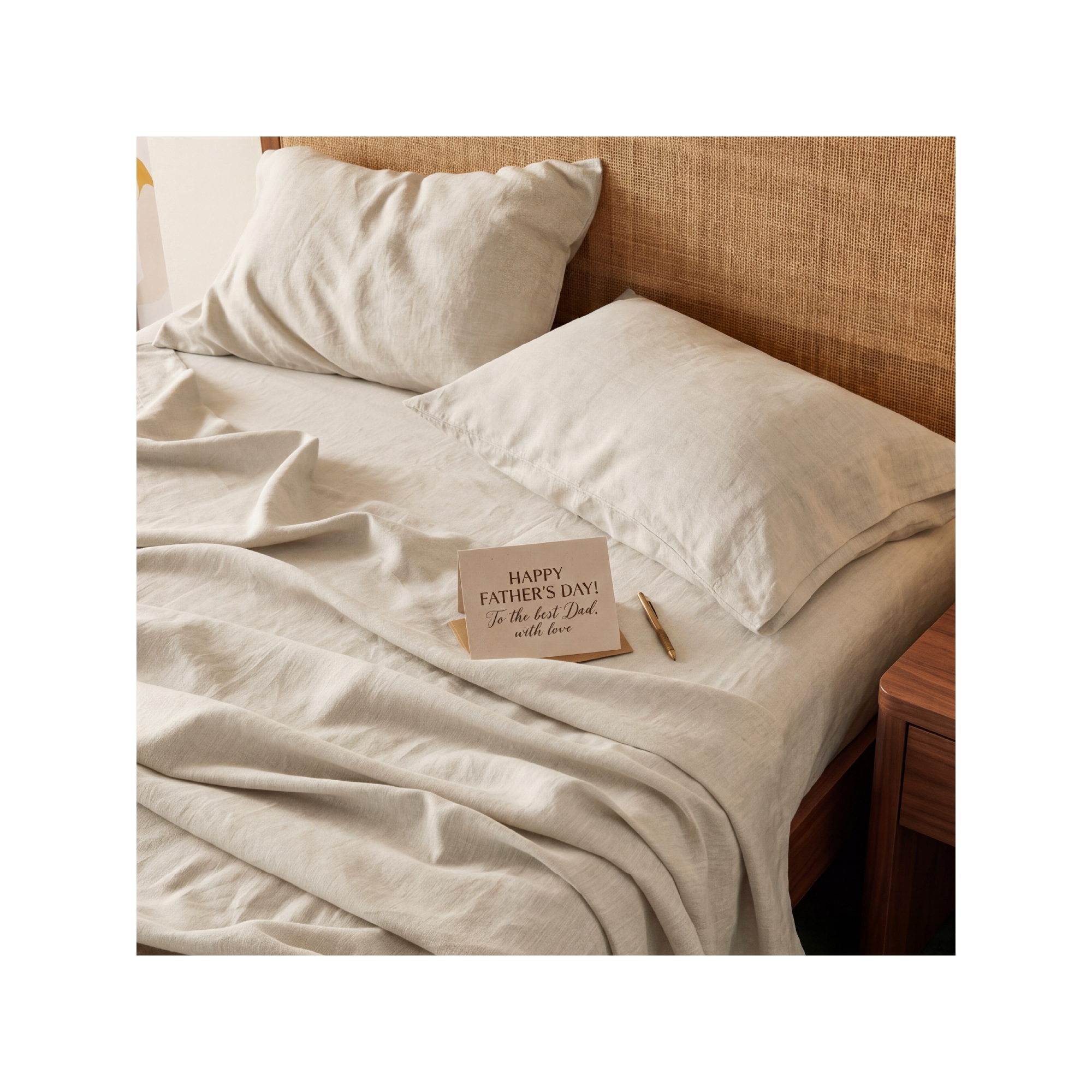 Bedsure Cotton Linen Sheet Set, Queen Bed Sheets, PureWoven Soft, Breathable & Anti Pilling, Deep Pocket Fitted Bedsheets Up to 16 Inches, 4 Pieces
