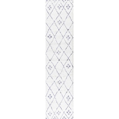 Ivory and Gray Moroccan Geometric Short Pile Area Rug