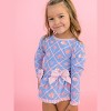 RuffleButts Toddler Girls UPF50+ Long Sleeve One Piece Bow Peplum Rash Guard Swimsuit - Tropical Trellis, 3T - 3 of 4