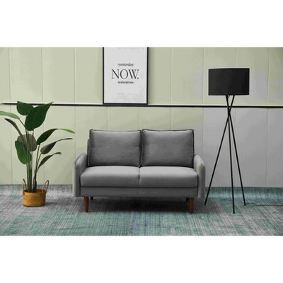 Velvet Loveseat Mid-Century Modern Sofa Tufted Couch with Wooden Legs for Living Room