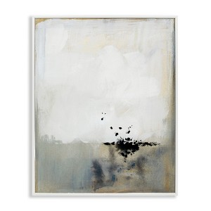 Stupell Industries Neutral Beige Abstract Painting Black Ink Splatter Framed Giclee Art - 1 of 4