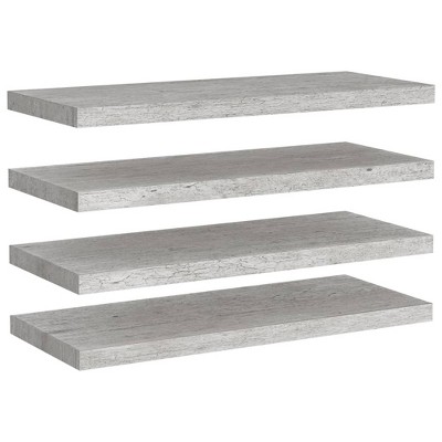 vidaXL Floating Wall Shelves 4 pcs Concrete Gray 31.5"x9.3"x1.5" MDF