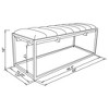 TiramisuBest Grey and Oak Tufted Bench, Grey Fabric Entryway Bench, 50.0"L x 18.0"W x 17.0"H - 3 of 4