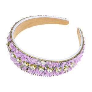 Unique Bargains Women's Bling Crushed Turquoise Rhinestone Wide Edge Hairband 4.72"x1.65" 1Pc - 1 of 4