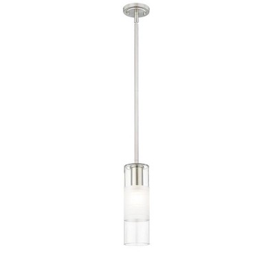 Brushed Nickel Frosted Glass Cylinder Pendant Light