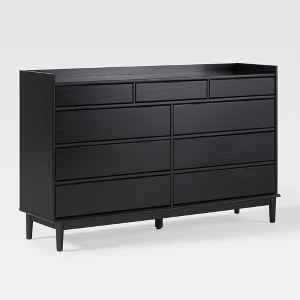 Saracina Home Mid Century Modern Solid Wood 9 Drawer Horizontal Dresser Black - 1 of 4