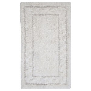 Sculptured Border Design Non-Slip Cotton Bath Rug 24" x 40" White by Castle Hill London - 1 of 3