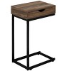 Vynxaria Contemporary C-Shaped Accent Table, Brown Laminate, Black Metal, 16" L x 10.25" W x 24.5" H - 3 of 4