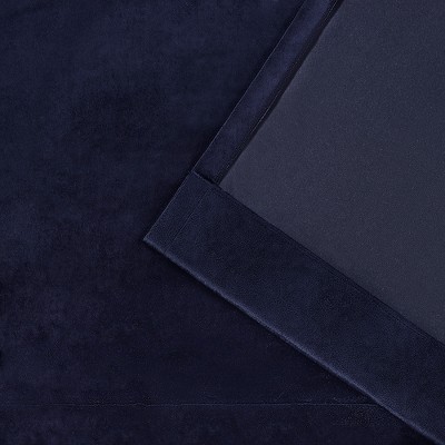 Set of 2 96"x54" Velvet Heavyweight Grommet Top Window Curtain Panel Navy Blue - Exclusive Home: Light Filtering Drapes