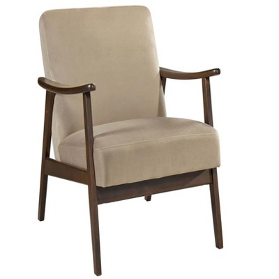 26"1pc Accent Chair Light Brown Velvet Upholstery