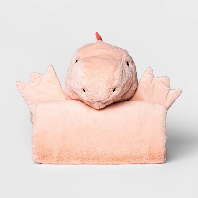 Dinosaur Sensory Friendly Kids&#39; Hooded Blanket Pink - Pillowfort&#8482;