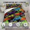 Acoinel 3 Pcs Racing Car Lightwight Ultra Soft Comforter Set with 2 Pillowcases, TWIN, Black - 2 of 4