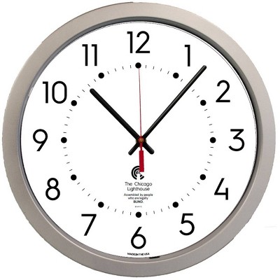 14.5" Contemporary Large Decorative Wall Clock Silver - The Chicago Lighthouse