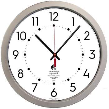 14.5" Contemporary Large Decorative Wall Clock Silver - The Chicago Lighthouse