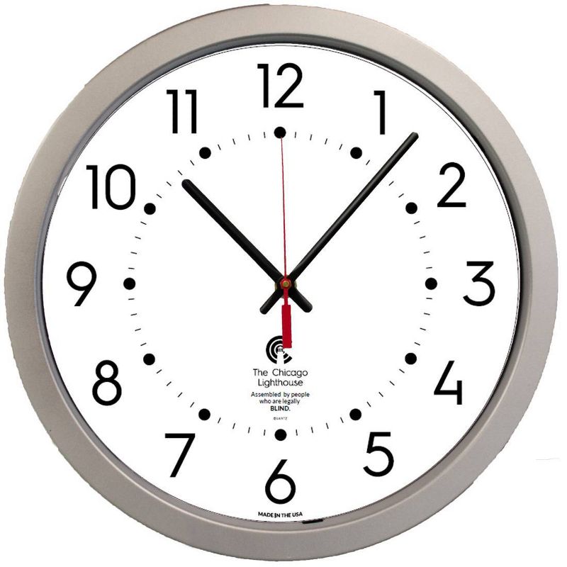 14.5&#34; Contemporary Large Decorative Wall Clock Silver - The Chicago Lighthouse, 1 of 6