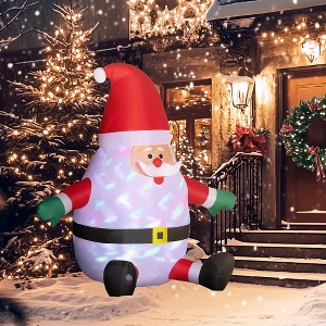 Whisen 6FT Inflatable Christmas Santa Claus with Rotating Magic Ball Light, Blow-Up Outdoor Yard Display - Red - 1 of 4