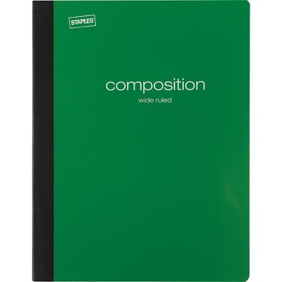 Staples Poly Composition Notebook Wide Ruled 8" x 10-1/2" Green TR55085N/55085