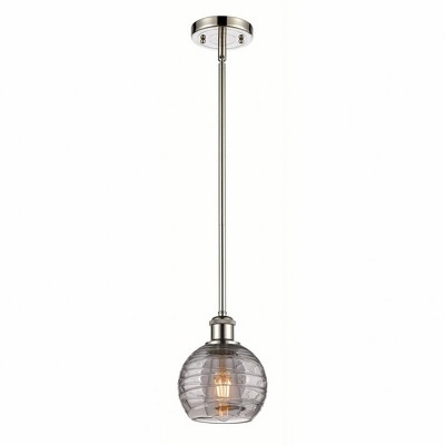 Athens Deco Swirl - 1 Light Stem Hung Mini Pendant In Industrial Style-8 Inches Tall and 6 Inches Wide