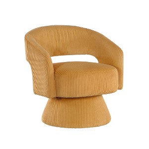 Lyngins Swivel Accent Chairs with Curved Backrest and Wood Frame,Upholstered Swivel Barrel Chairs,Corduroy Sofa Chairs for Bedroom,Living Room - 1 of 4