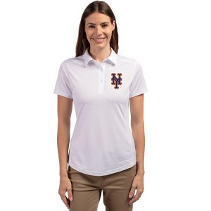 New York Mets Cutter & Buck Prospect Eco Textured Stretch Recycled Womens Short Sleeve Polo - 1 of 1