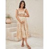 Coolmee Womens Maternity Dress Summer Sleeveless Smocked Square Neck Ruffle Casual Boho Midi Dress Baby Shower Photoshoot - 4 of 4