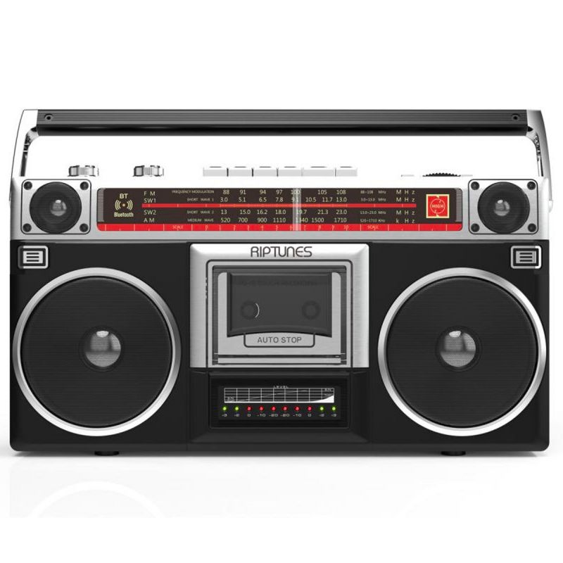 Riptunes Radio Cassette Stereo Boombox With Bluetooth Audio - Black, 1 of 7