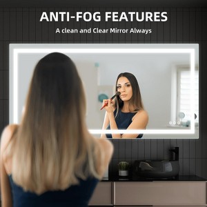 LED Bathroom Mirror 60x30 inch with Front and Backlight, Anti-Fog, Shatter-Proof, Memory, 3 Colors, Double LED Vanity Mirror - 1 of 4