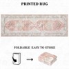 Vintage Floral Distressed Printed Area Rug Machine Washable Non Slip Stain Resistant Bodered Low Pile Ultra Thin Pet Friendly Carpet - 4 of 4