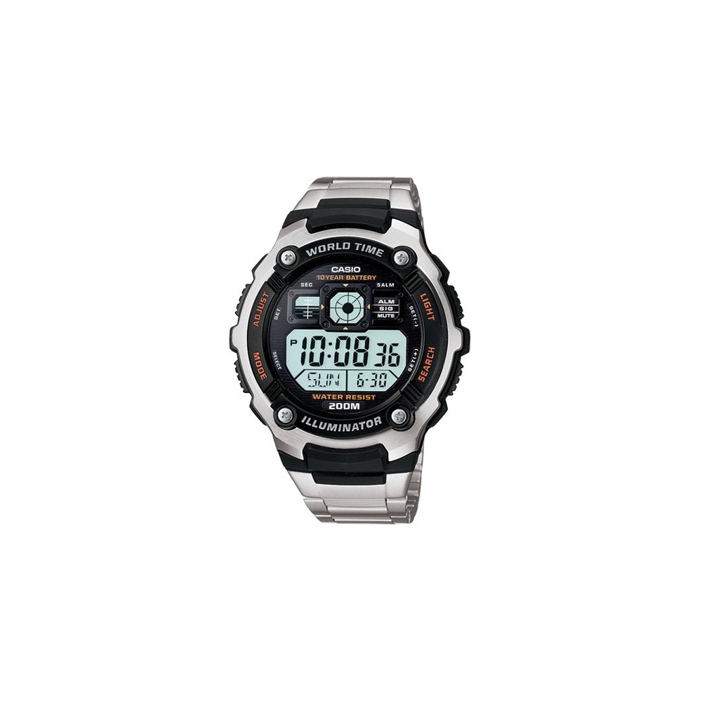 Photos - Wrist Watch Casio Men's 10 Year Battery Stainless Steel Digital Watch - Silver (AE2000 