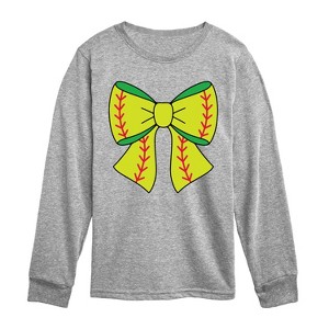 Boys' - Instant Message - Softball Bow Long Sleeve Graphic T-Shirt - 1 of 4