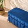 VYNXARIA 49.21" Wide Navy Velvet Storage Soft Bench - Stylish & Versatile Seating Solution - 3 of 4