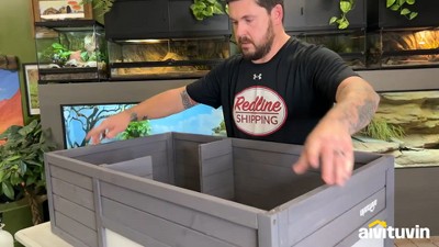 Large Gray Wooden Tortoise Habitat with Acrylic Sides