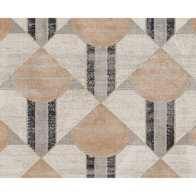 Charcoal and Beige Geometric Synthetic Area Rug, 7'9" x 9'10"