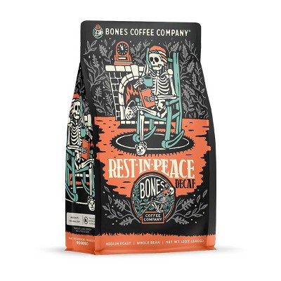 Rest in Peace, Unflavored Decaf Medium Roast, Ground Coffee, Whole Bean Coffee, Bones Coffee Company, 12 oz