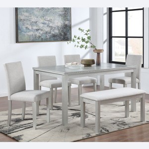 NicBex Dining Table Set for 6 Morden Kitchen Table with Wooden Tabletop, 1 Bench and 4 PU Chairs for Dining Room - 1 of 4