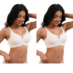 INSPIRE CHIC 2 Pcs Women's Mesh Wirefree Adjustable Straps Padded Comfortable Push Up Bras - 1 of 4