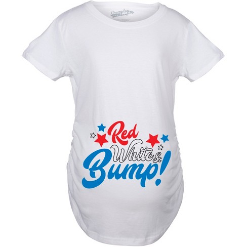 Maternity Red White and Bump Funny T shirts Announce Pregnancy Cute T shirt - Crazy Dog Maternity T Shirt - image 1 of 4