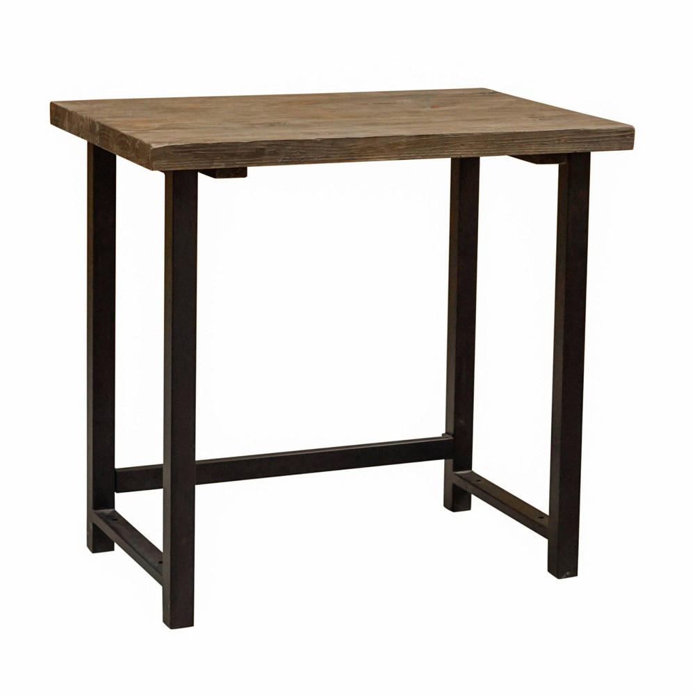 Photos - Office Desk Pomona Writing Desk Metal and Solid Wood Natural - Alaterre Furniture