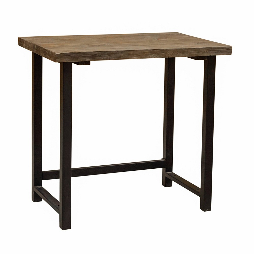 Alaterre Furniture Pomona Writing Desk Metal and Solid Wood Natural : Modern Style, No Storage, Spot Clean, 30" Height