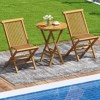 Tangkula Patio Folding Side Table 23.5" Teak Wood Round End Table Fully Assembled Natural - 2 of 4